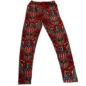 LuLaRoe Leggings Little Girl Size S/M Red American Flag Eagle Patriotic USA RARE